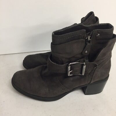 Simply Vera Wang Gray Faux Leather Ankle Boots Size US 6.5