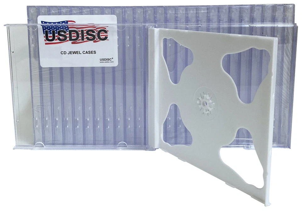 Lote de estuches para joyas de CD estándar de 10,4 mm, doble 2 discos (blanco) USDISC Foto 2 de 2