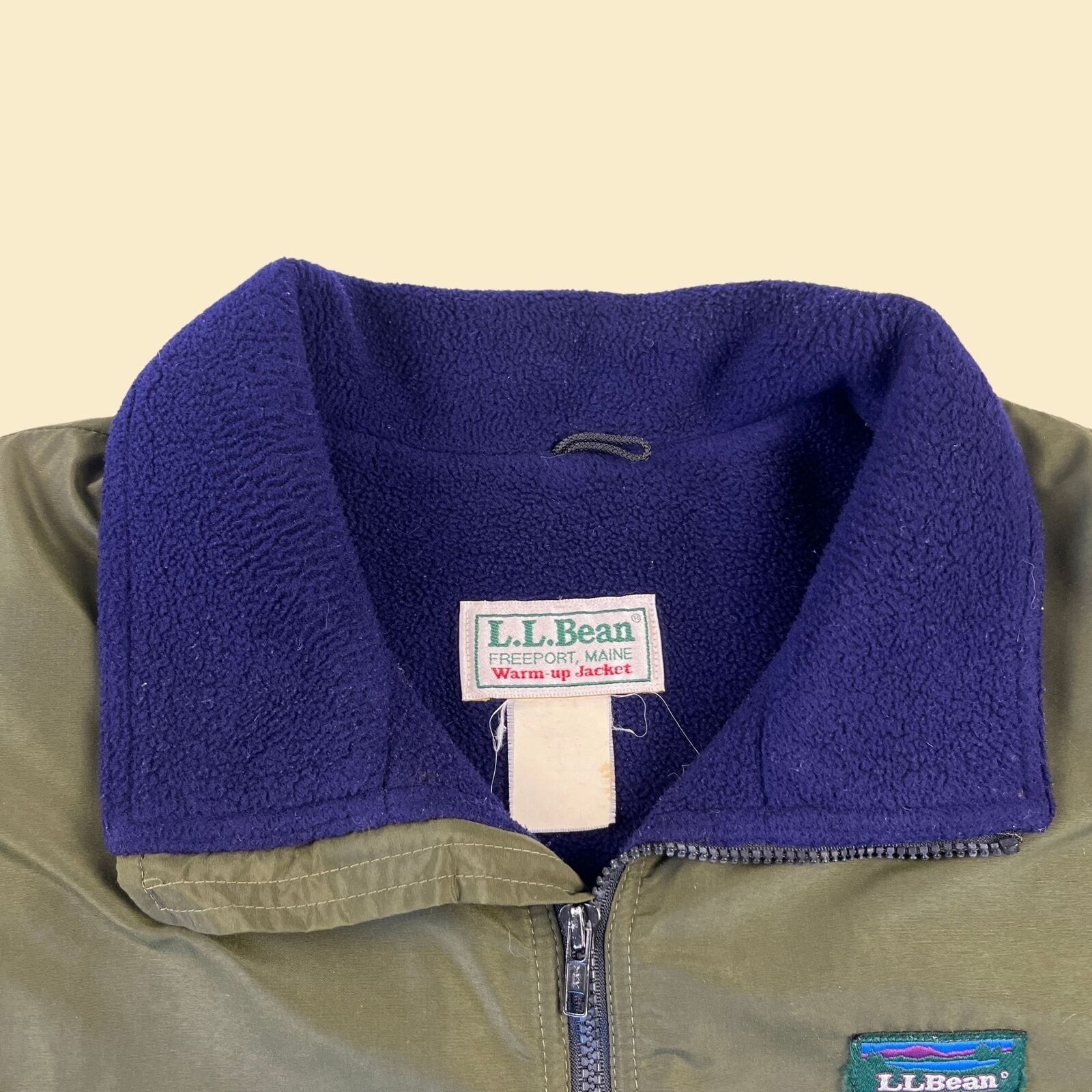 90s LL Bean green warm up jacket, size M to L zip… - image 9