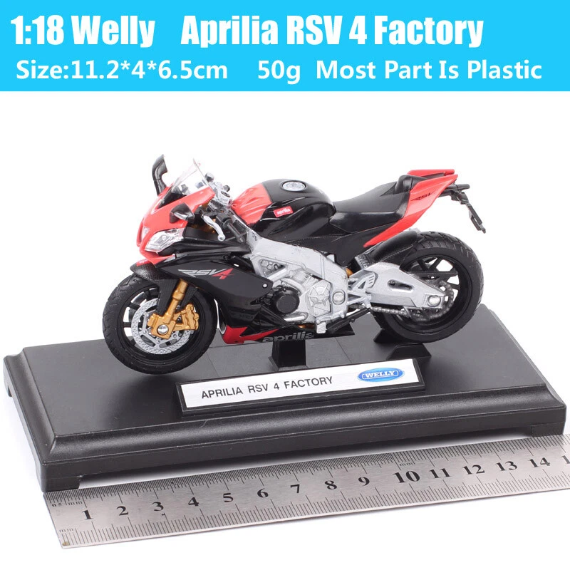 Welly Escala 1/18 Aprilia RSV 4 Fábrica Moto Modelo Bicicleta Diecast Juguete Rojo Foto 2 de 4