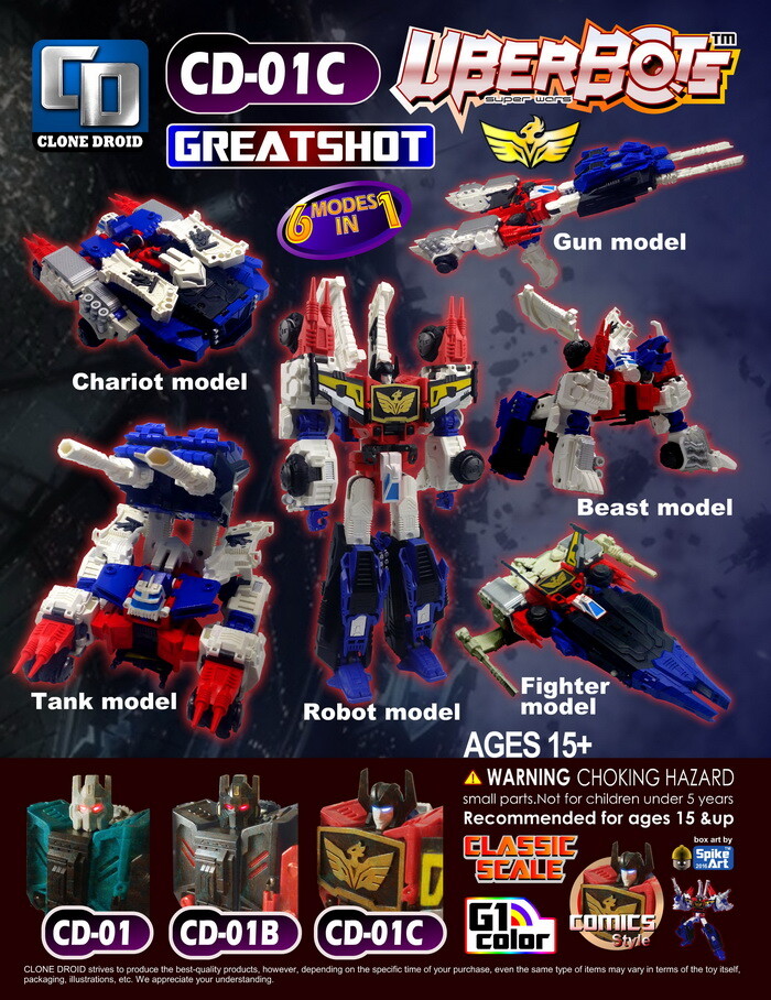 New Figure Clone Droid Toy transforms CD-01C SixShot Greatshot G1