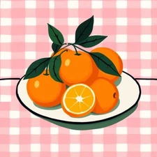Digital picture Vector orange in a plate art Image printable file