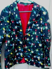 NEW CHRISTMAS MEN'S CHRISTMAS LIGHTS PATTERN BLAZER BLACK RED SIZE LARGE