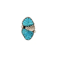 Lyolita Tsatte, Pendant, Kingman Turquoise, Sterling Silver, Zuni, 1 1/4"