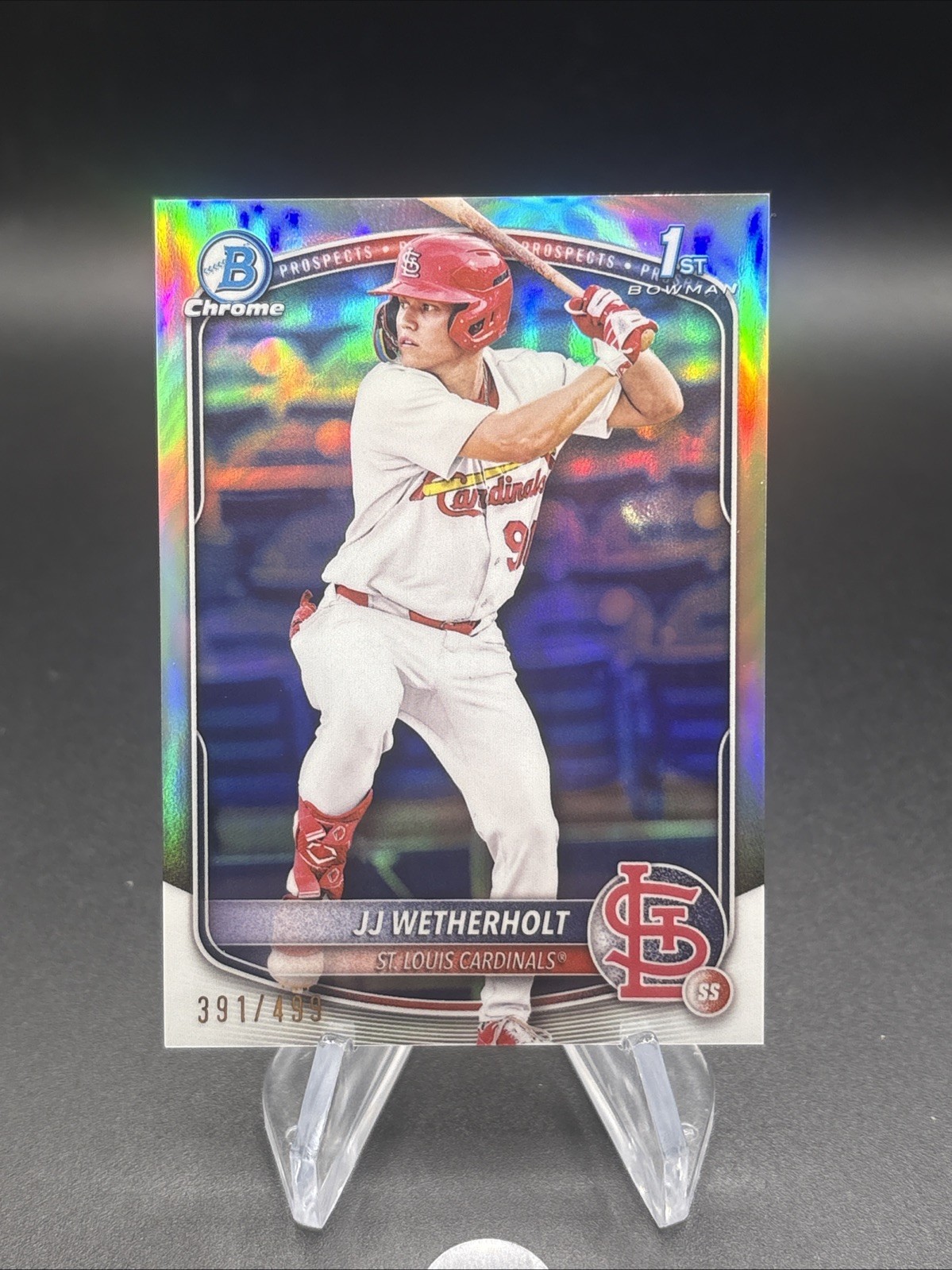 2025 Bowman JJ Wetherholt Chrome 1st Bowman Refractor /499 St. Louis Cardinals