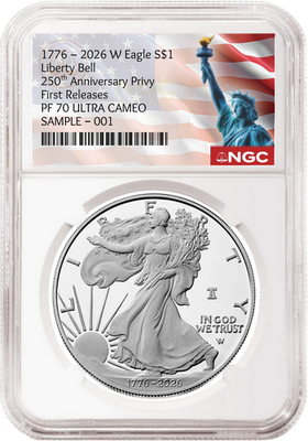 #ad 2026 W 250th Anniversary Proof Silver Eagle NGC PF 70 UC FR Liberty IN HAND $308.95