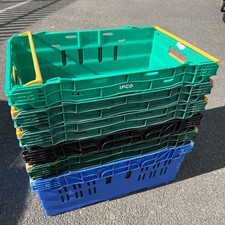 5 x Deep Bail Arm Crates / Bale Arm Supermarket Plastic Boxes 60 x 40 x 25cm