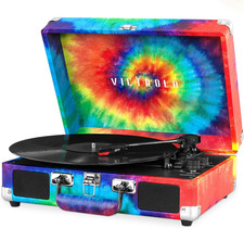 Journey Bluetooth Portable Suitcase Record Player   with Built-In Speakers, 3 Sp