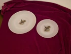 ANCHOR HOCKING FIRE-KING MILK GLASS GAME BIRDS PLATE SET MALLARD DUCK