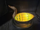 Vintage Stained Glass & Brass Tiffany Style Duck Lamp Table Desk Night Light