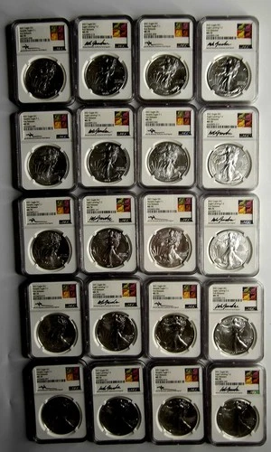 2021 Eagle S$1 T-1&T2$1 American Eagle FR SILVER Designer Set+MS70-SIGNED By JM