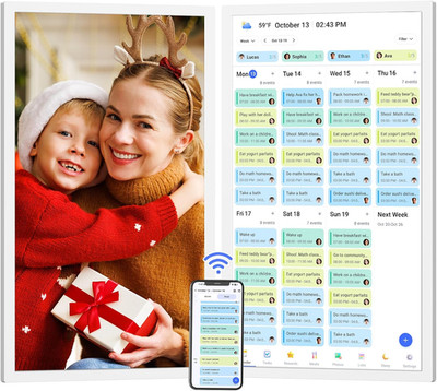 27'' Smart Digital Picture Frame & Calendar - FHD Touchscreen, Wall Mountable