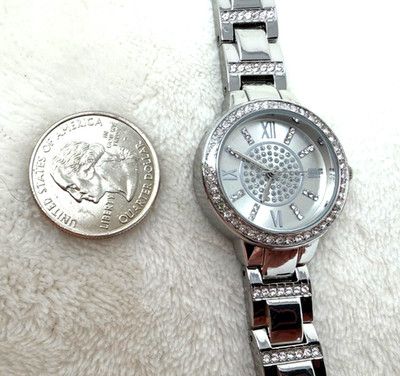 Womens Wristwatch Bejeweled Bezel Swarovski Crystals 7'' Band Pure Elegance | EXC