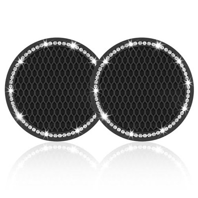  Car Cup Holder Coaster, Insert 2 Pack Bling coaster(2 pack) 2pcs-black