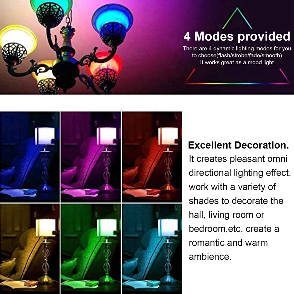 E27RGB Bulb 40W Bulb LED Full Color Bulb RGB Remote Control Bulb G45 (Voltage 85 - Image 4 of 4