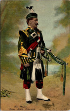 Royal Scots Fusiliers Pipe Major Scotland UK Unposted Postcard E5