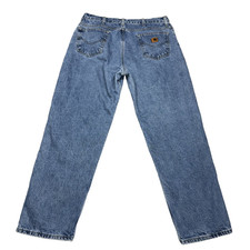 Vintage Carhartt Flannel Lined Jeans Mens 40x32 Blue B21DST Denim USA Made Y2K