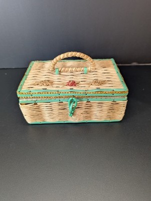Vintage Dietz Rectangular Wicker Sewing Basket Small Ideal For Childs 1st Sewing