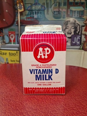 True VTG Mid-century 1950s 1960s 1970s A&P Gallon Milk Carton Cardboard Bread