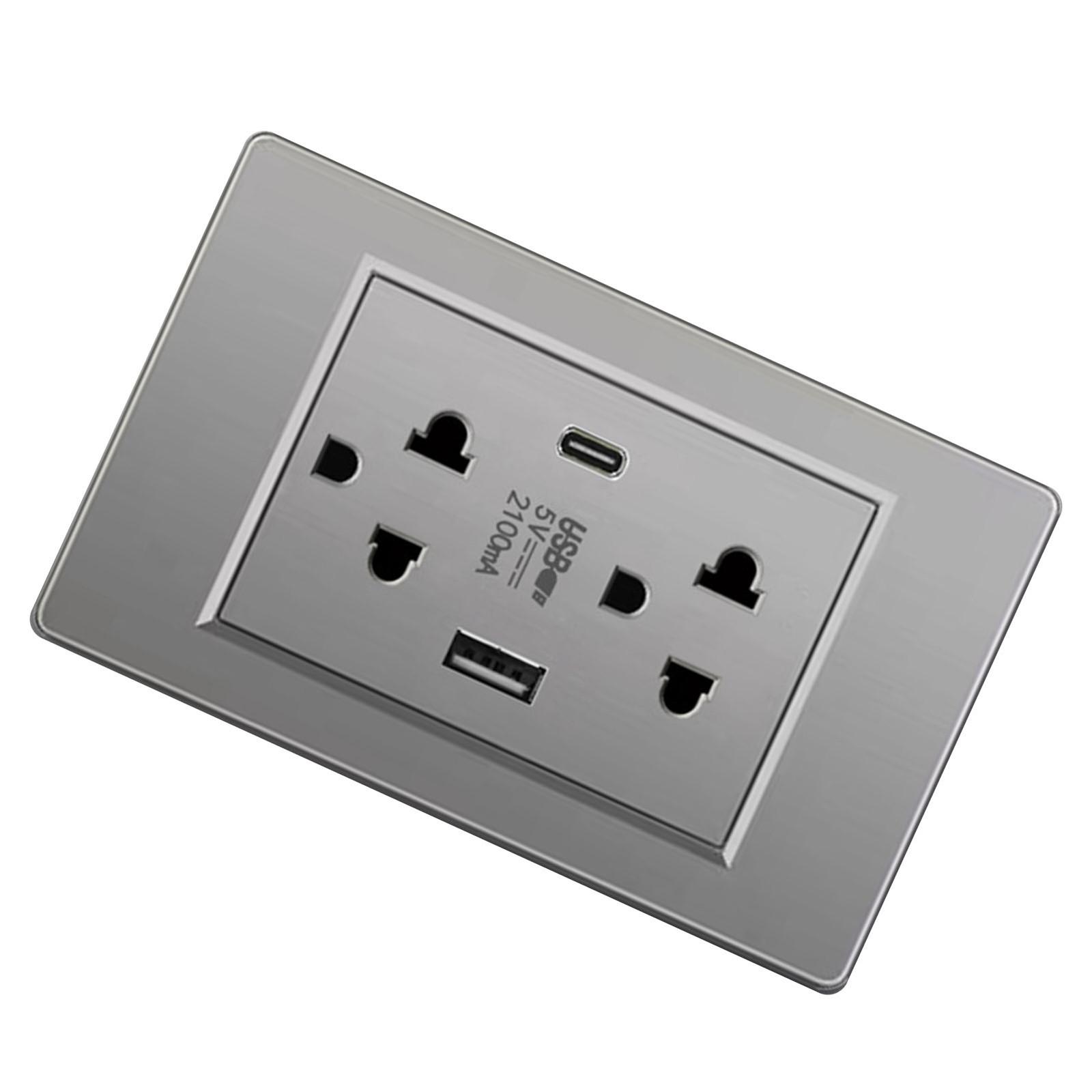 Thailand Type Electrical Wall Receptacle Outlet Space Saving USB Type C Wall Cha