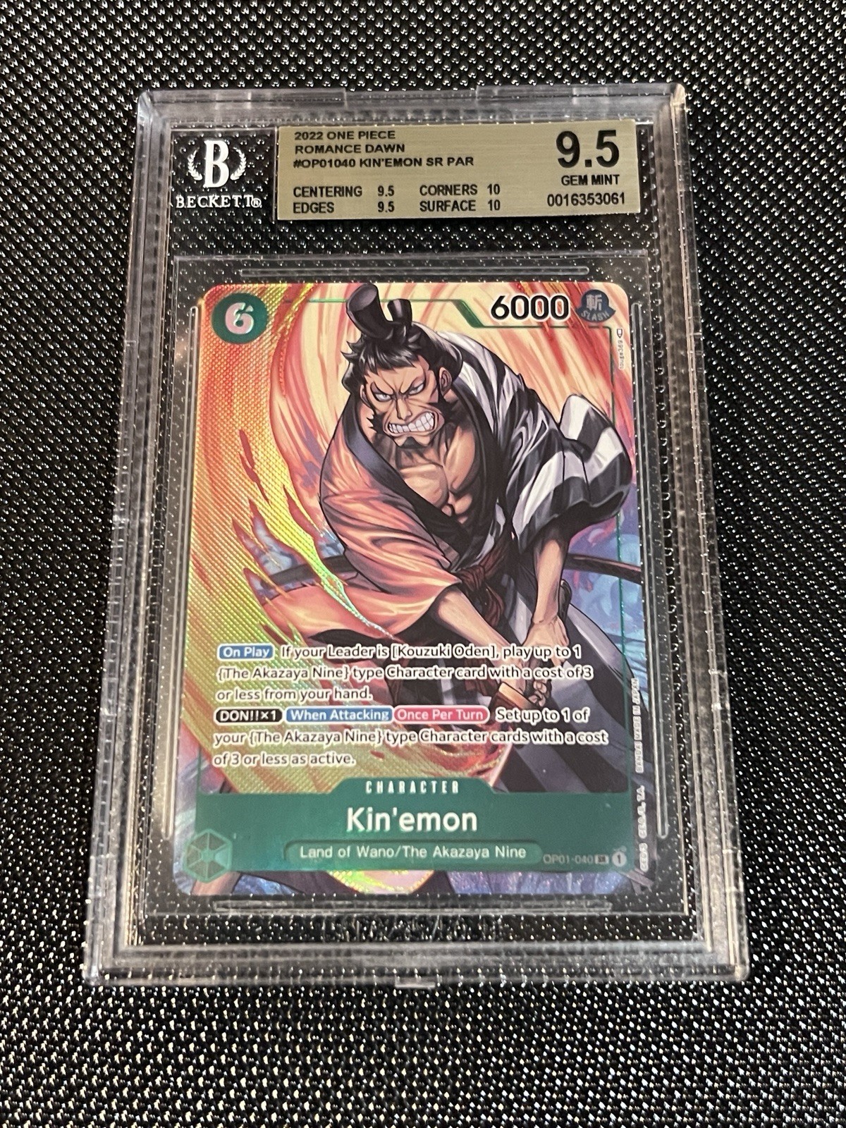 2022 ONE PIECE ROMANCE DAWN #OP01040 KIN'EMON SR PAR BGS 9.5
