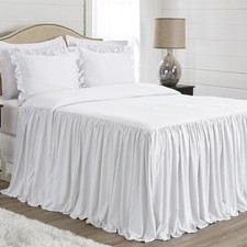 Bright White Boho Shabby Chic Bohemian Elegant Bedspread Cover & Sham 3 pc Full