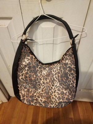 Lisa Fang Lee Leopard Print Rhinestone Hobo Bag