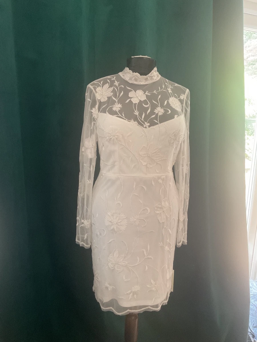 monsoon short wedding dresses Krystyna Embroidered Short Bridal Dress Ivory