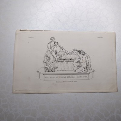 Original 1828 antiker Kupferstich von Monument James Fox Londiniana Hurst