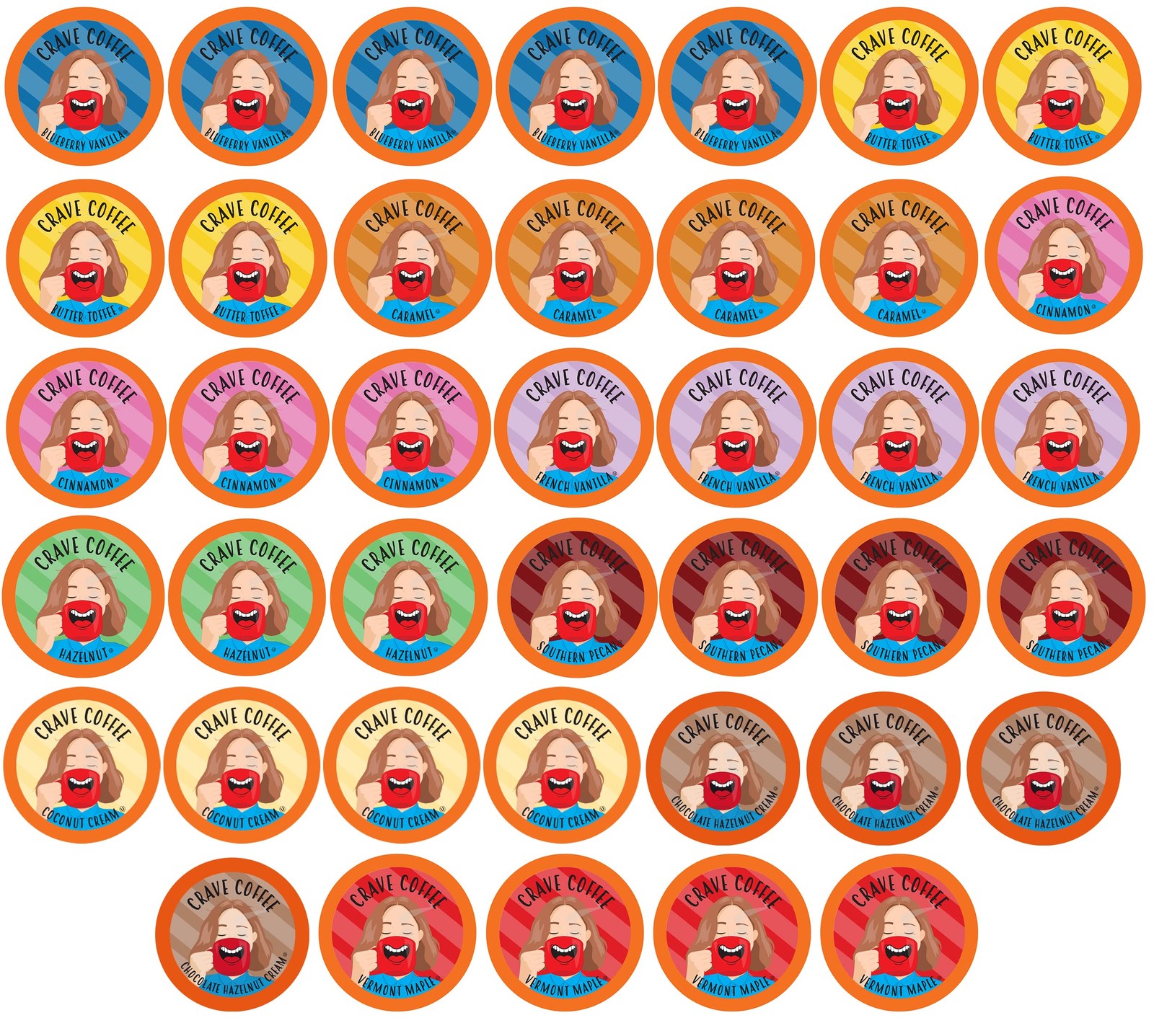 Crave Beverages Flavored Coffee Pods Sampler, Compatible with 2.0 K-Cup Brewe.