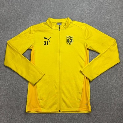 Puma Pullover Erwachsene Small gelb Full Zip Outdoor Y2K 90s Logo Trainingsjacke Herren*