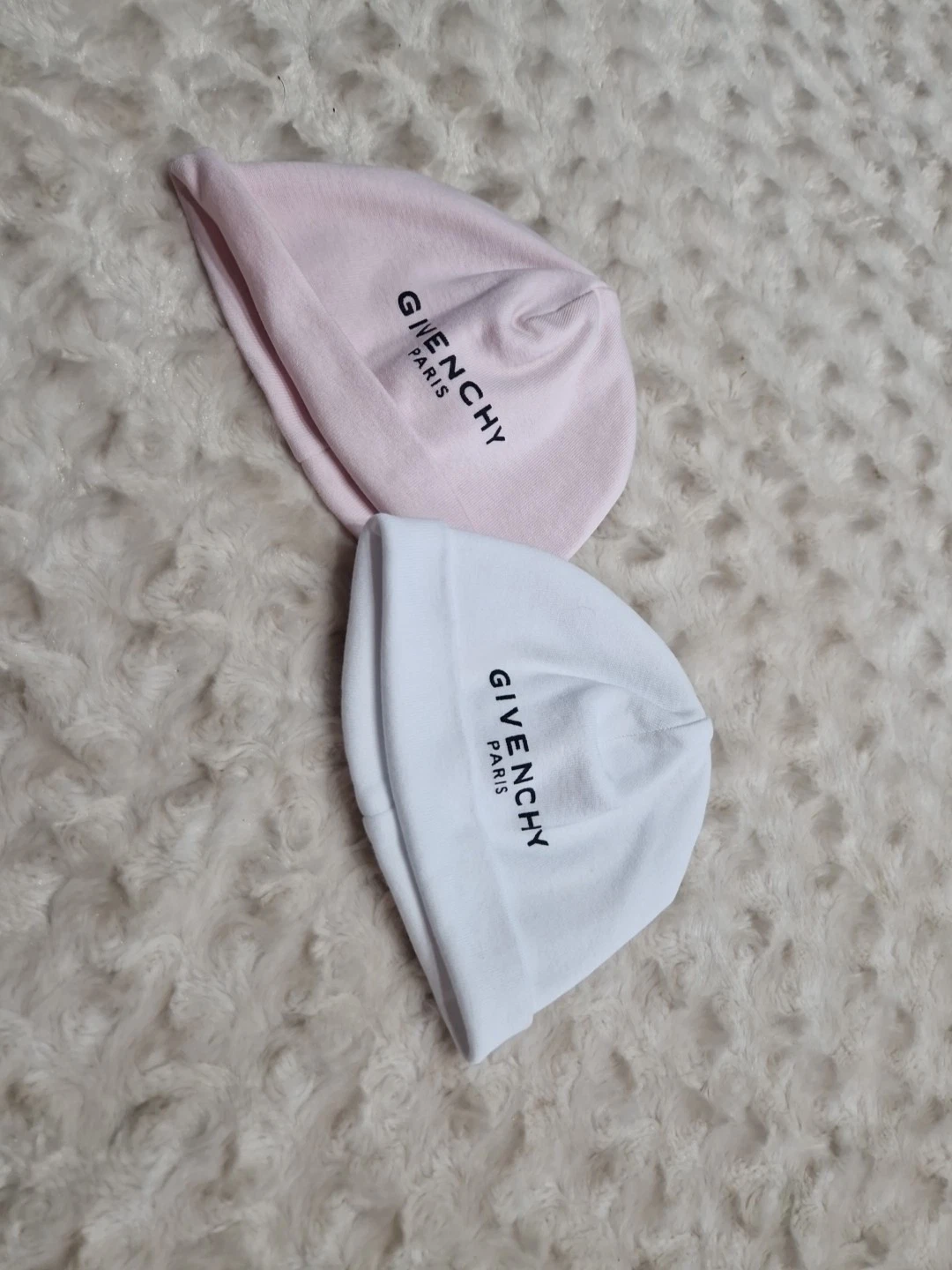 Givenchy White & Pink Cotton Baby Hats (2 Pack)