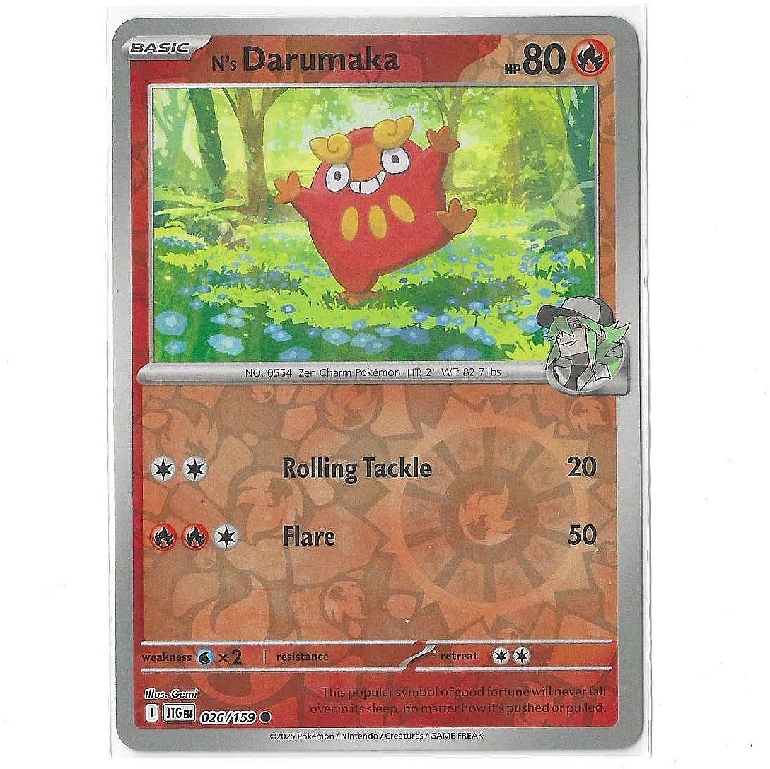 N's Darumaka 26/159 Reverse Holo Common Journey Together NM Pokemon TCG