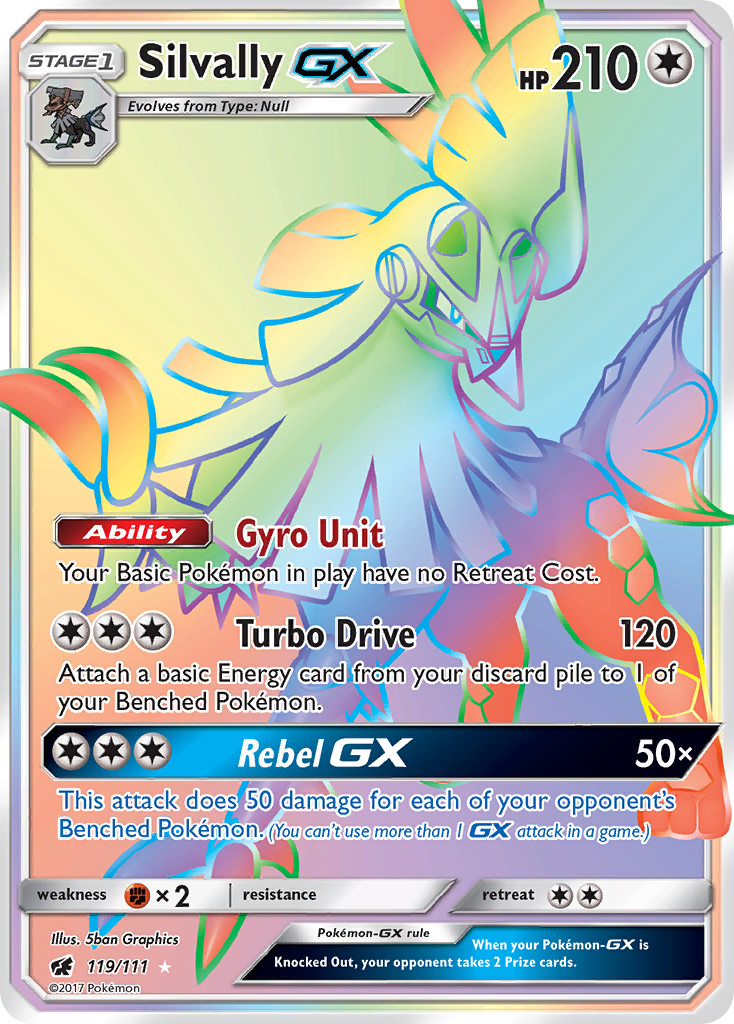 Silvally GX 119/111 Rainbow Rare Crimson Invasion Pokemon Holo NM/M