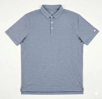Nike Men s L Blue/White Striped Short Sleeve Collared Polo Shirt CV3496-451