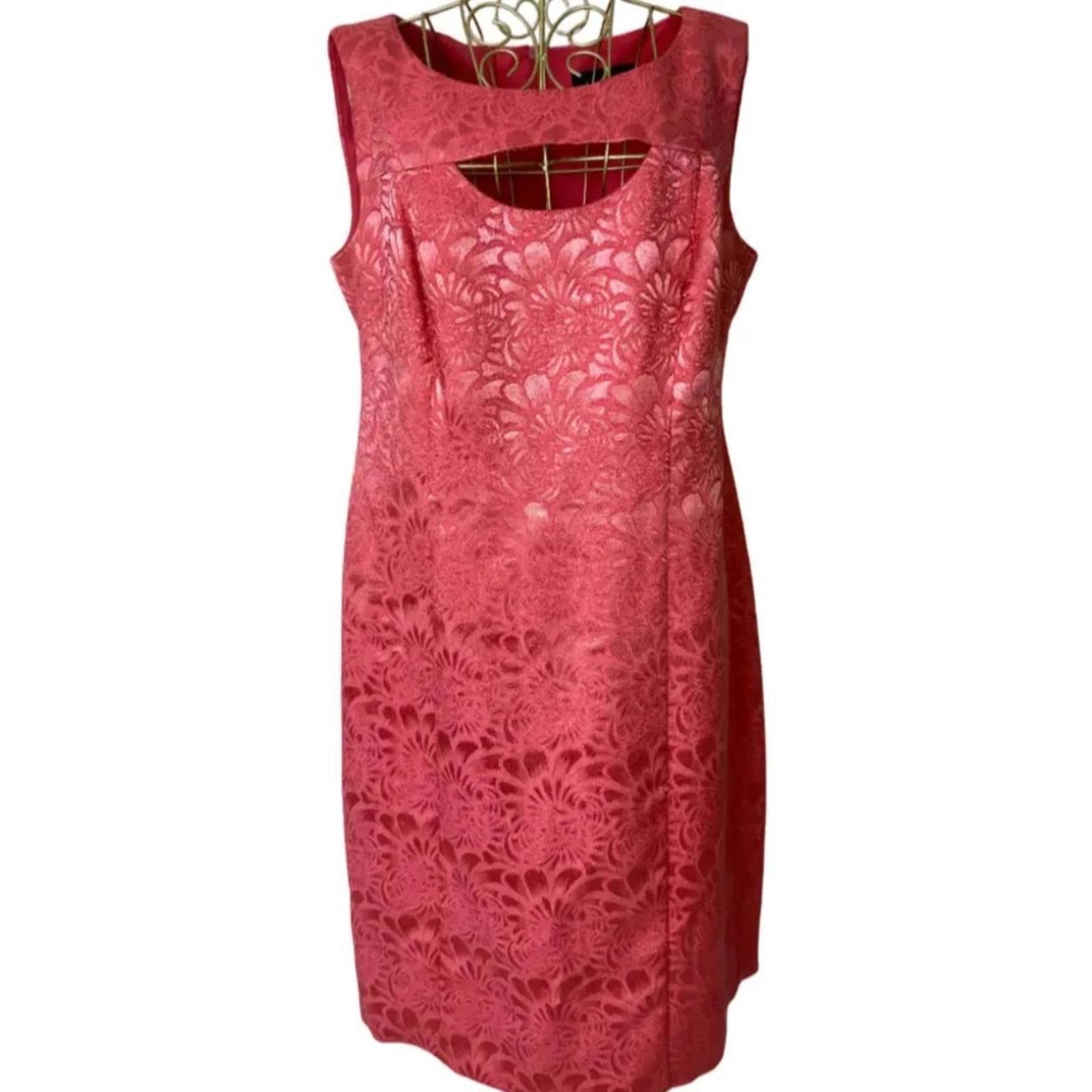 Connected Apparel Pink Patterned Cutout Dress Wom… - image 1