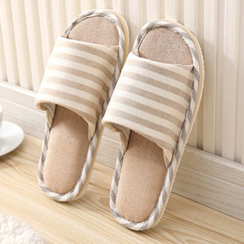 SAOLA Scarpe Ciabatte Lino e Cotone Righe Antiscivolo Antiscivolo Interno Suola Morbida
