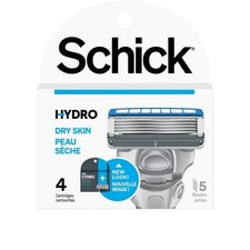 Schick Hydro Dry Skin 5 Blades Razor 4 Refills/Pack Total 4 Cartridges.