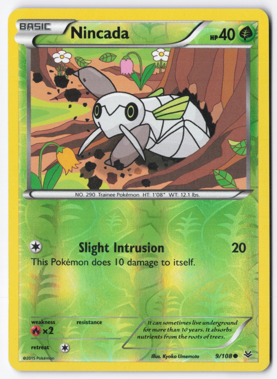 Nincada Reverse Holo Common XY - Roaring Skies 9/108 LP