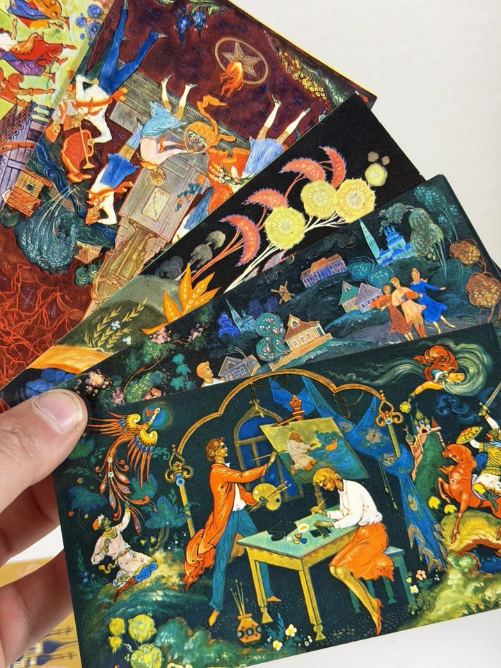 Vintage Palekh Soviet Russian Art Postcards Set 1974 USSR Art 12 Cards Sleeve - image 3 of 4