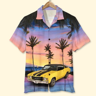 Custom Car Photo Hawaiian Shirt Aloha Shirt Sunset Beach Pattern Car090