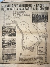Original Romanian WWII Newspaper 1941, liberation war for Bucovina and Basarabia