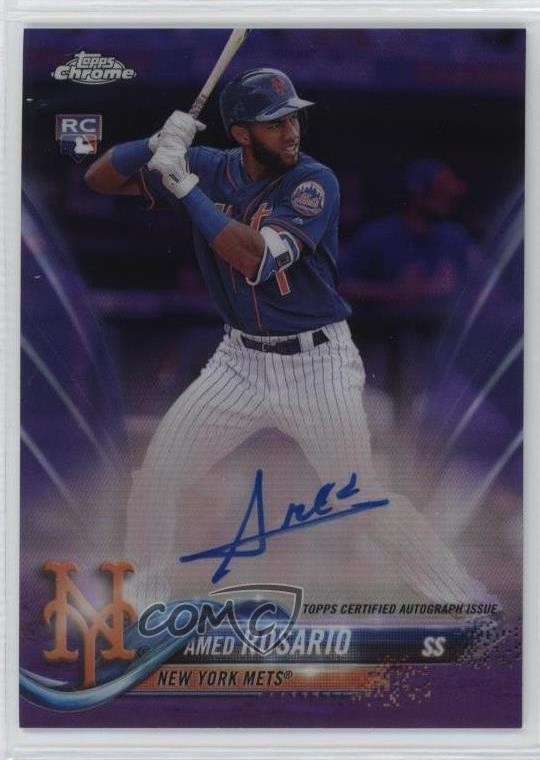 2018 Topps Chrome Rookie Purple Refractor /250 Amed Rosario #RA-AR Auto RC 8at
