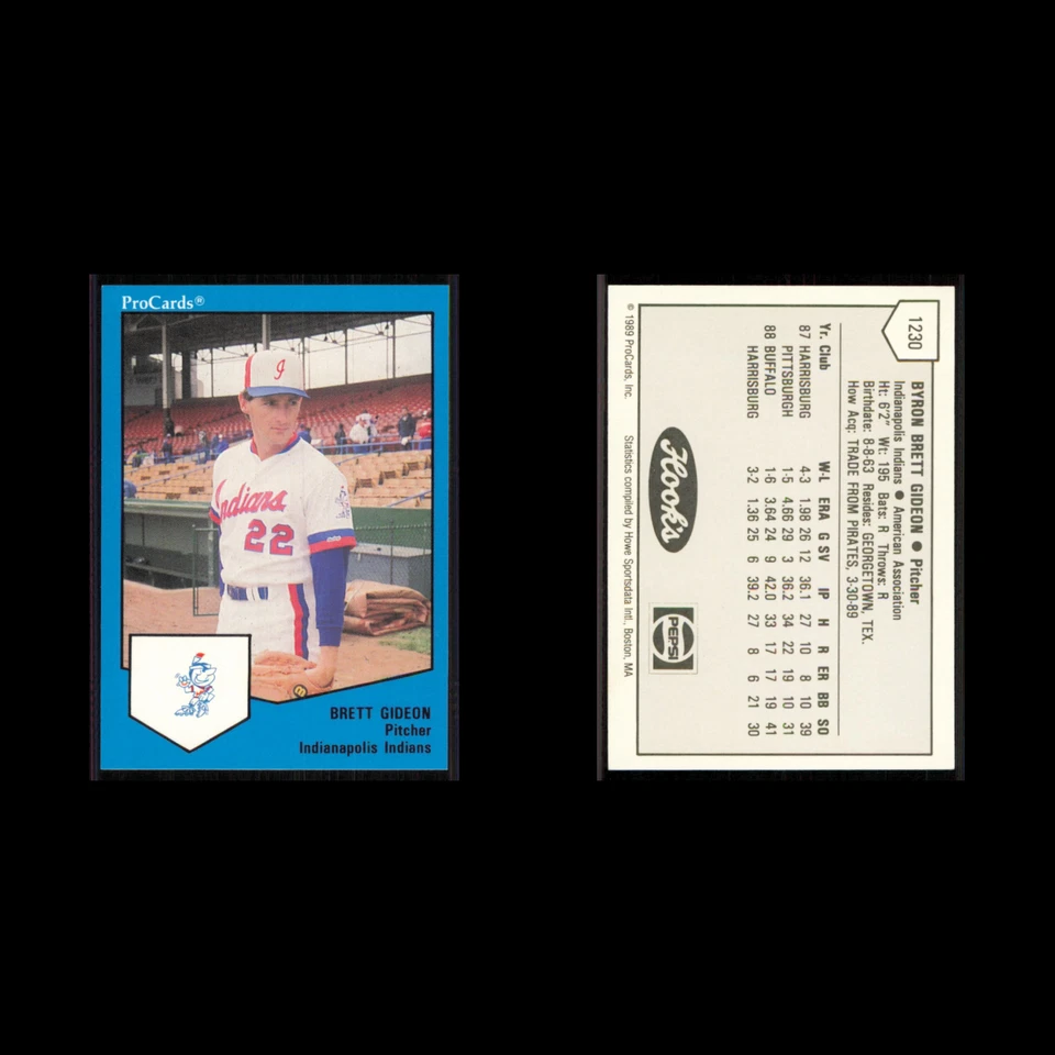 Brett Gideon #1230 1989 ProCards Minor League Team Sets Indianapolis Indians MLB - Image 3 of 3
