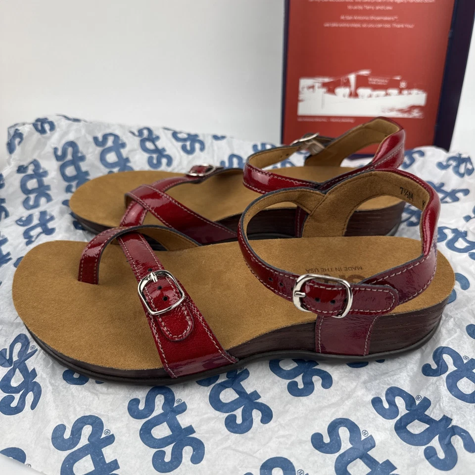 Sandalias Lápiz Labial SAS Pampa - Mujer Talla 7.5 M - Cuero Rojo - NUEVAS en Caja Abierta Foto 4 de 4