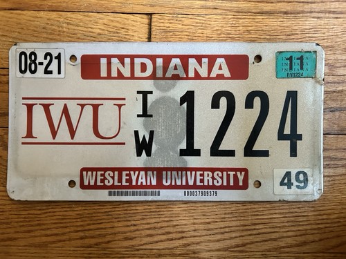 Indiana License Plate Indiana Wesleyan University RARE