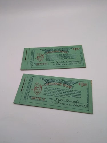 World War 1 Smileage Book Military Entertainment Service Theatre Coupons 2 books