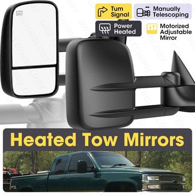 L&R Pair Power Heated Tow Mirrors For 99-02 Chevy Silverado GMC Sierra 1500 2500