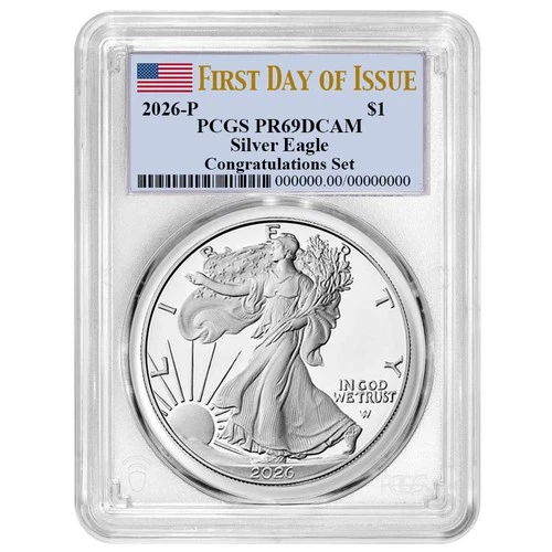 Presale - 2026-P $1 1-oz Proof American Silver Eagle Congratulations Set PCGS