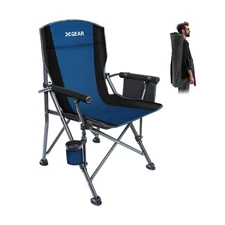 XGEAR Camping Chair with Padded Hard Armrest, Sturdy Folding Camp C... Fast Ship